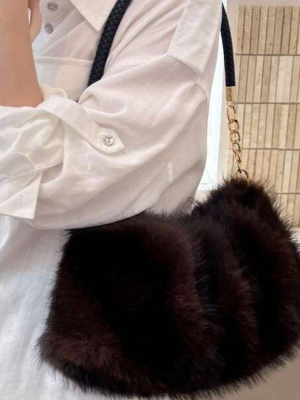 Faux Fur shoulder bag small hobo purse